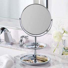 Specchio per Trucco da Tavolo con Doppio Ripiano