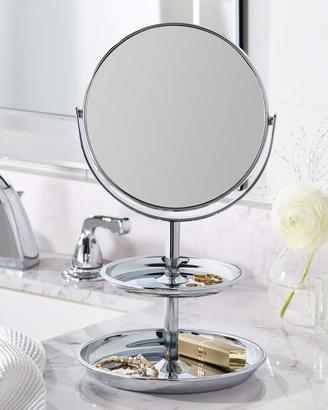 Specchio per Trucco da Tavolo con Doppio Ripiano