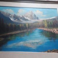 Quadro Monte Cervino con  lago blu 1977