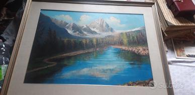 Quadro Monte Cervino con  lago blu 1977