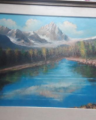 Quadro Monte Cervino con  lago blu 1977