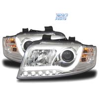 FARI AUDI A4 B6 00-04 LUCE DIURNA A TUBO FONDO CRO