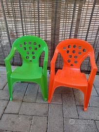 Sedie plastica per bambini verde e arancione