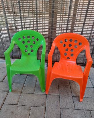 Sedie plastica per bambini verde e arancione