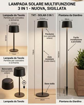 2x lampada solare design 3in1 T4T NUOVE - PIANTANA