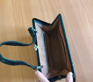 borsa vintage nera in pelle di lucertola