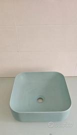 Lavabo da appoggio 40x40 azzurro chiaro opaco