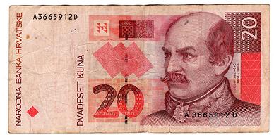 Banconota da 20 kuna croazia 1993 circolata