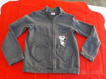 Felpa cotone Snoopy tasche cuore  .7 ai  10 anni