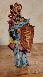 Paladino Orlando in ceramica da collezione dipinta