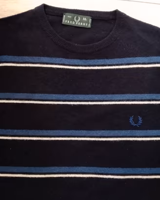 Maglione a righe tgXL Fred Perry lana e cashmere 