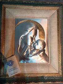 quadro in argento Madonna con bambino 
