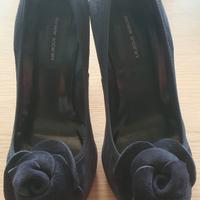 Decoltè in camoscio blu 