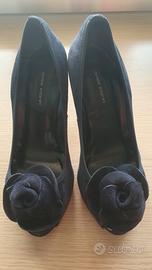 Decoltè in camoscio blu 