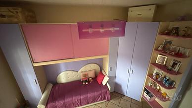 Cameretta a ponte ragazza rosa e lilla completa