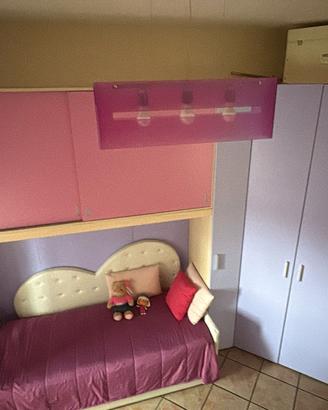 Cameretta a ponte ragazza rosa e lilla completa