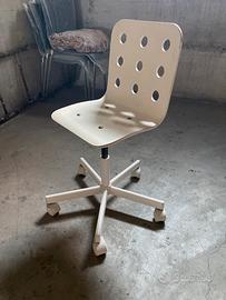 Sedia scrivania IKEA Jules vintage bianca ruote
