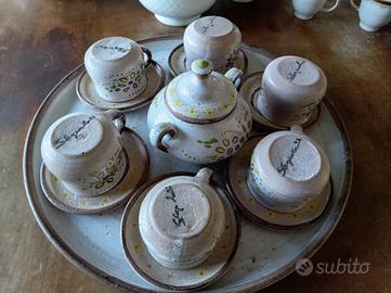 servizio da cafè in terracotta antica 