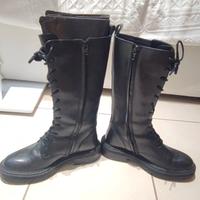 Stivali neri pelle con lacci Zign 