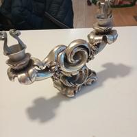 candelabro in legno argentato