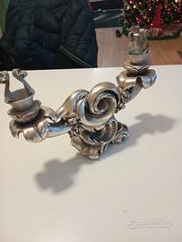 candelabro in legno argentato