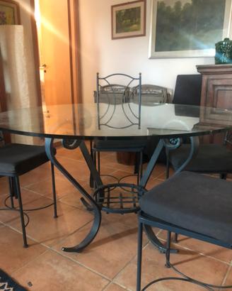 Tavolo in ferro battuto e cristallo