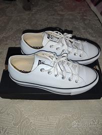 scarpe  nuove converse platform in pelle 38