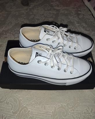 scarpe  nuove converse platform in pelle 38