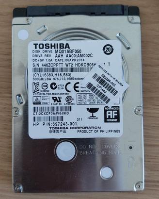 Hard Disk 2.5" SATA 500 GB – Toshiba MQ01ABD050