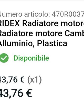 radiatore motore Ridex 