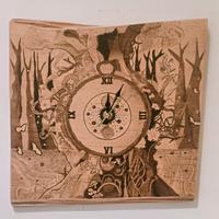 orologio da parete legno pirografato 