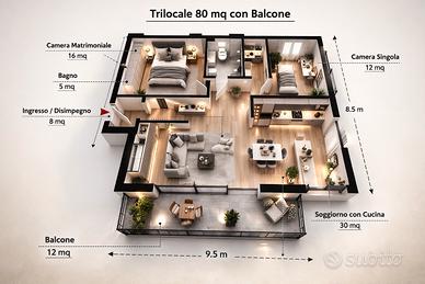 TRILOCALE SPESE COMPRESE - Posto Auto