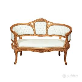 Divanetto Luigi XVI Foglia Oro Anticato - Spedizio