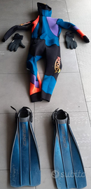 Mute professionali uomo/donna 5 mm con cappuccio