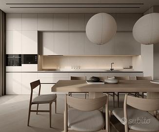 Cucina Moderna L. 3.90m con Doppia Colonna