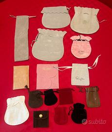 Lotto 16 sacchettini per gioielli scamosciati