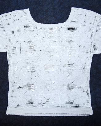 Maglia all'uncinetto A MANICHE CORTE, fatta a mano