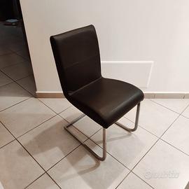 Sedia Effezeta in acciaio e cuoio naturale nero 6