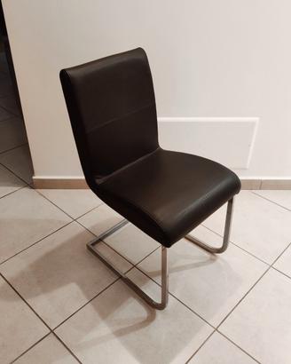 Sedia Effezeta in acciaio e cuoio naturale nero 6