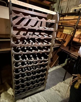 Rastrelliera porta vini in legno antico