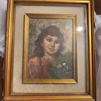 Ritratto olio su legno Vintage