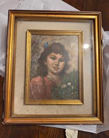 Ritratto olio su legno Vintage