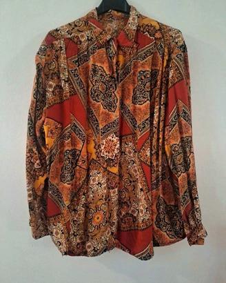 Camicia vintage patchwork boho chic XL festival 