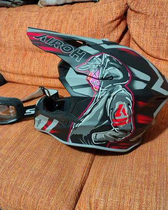 casco cross + mascherina