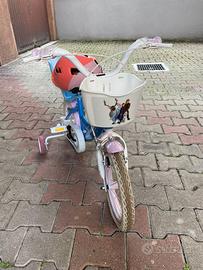 Bicicletta 14" Frozen 4/5 anni bambini con casco