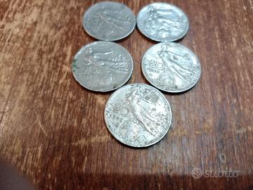 5 monete da 20 centesimi 