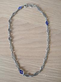 Collana Rombi Argento 800 & Smalto Blu