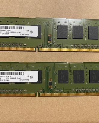  RAM DDR3 4GB (2x2GB) Micron 1333MHz - Kit Dual Ch