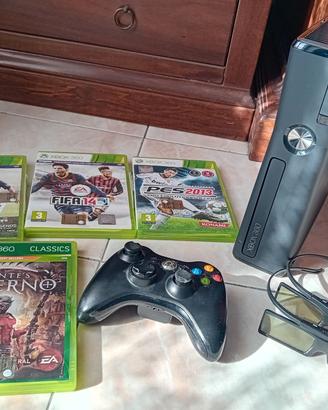 Xbox 360 + 4 giochi + occhiali 3d