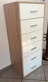 Settimino 6 cassetti color legno e bianco